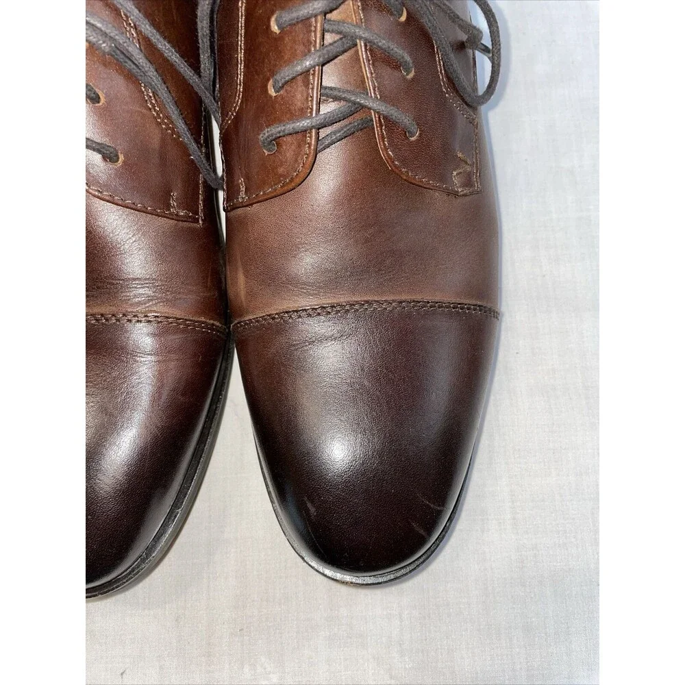 Vionic Captoe Dress Shoes Mens Size 9.5 M Brown Leather Oxfords Block Heels